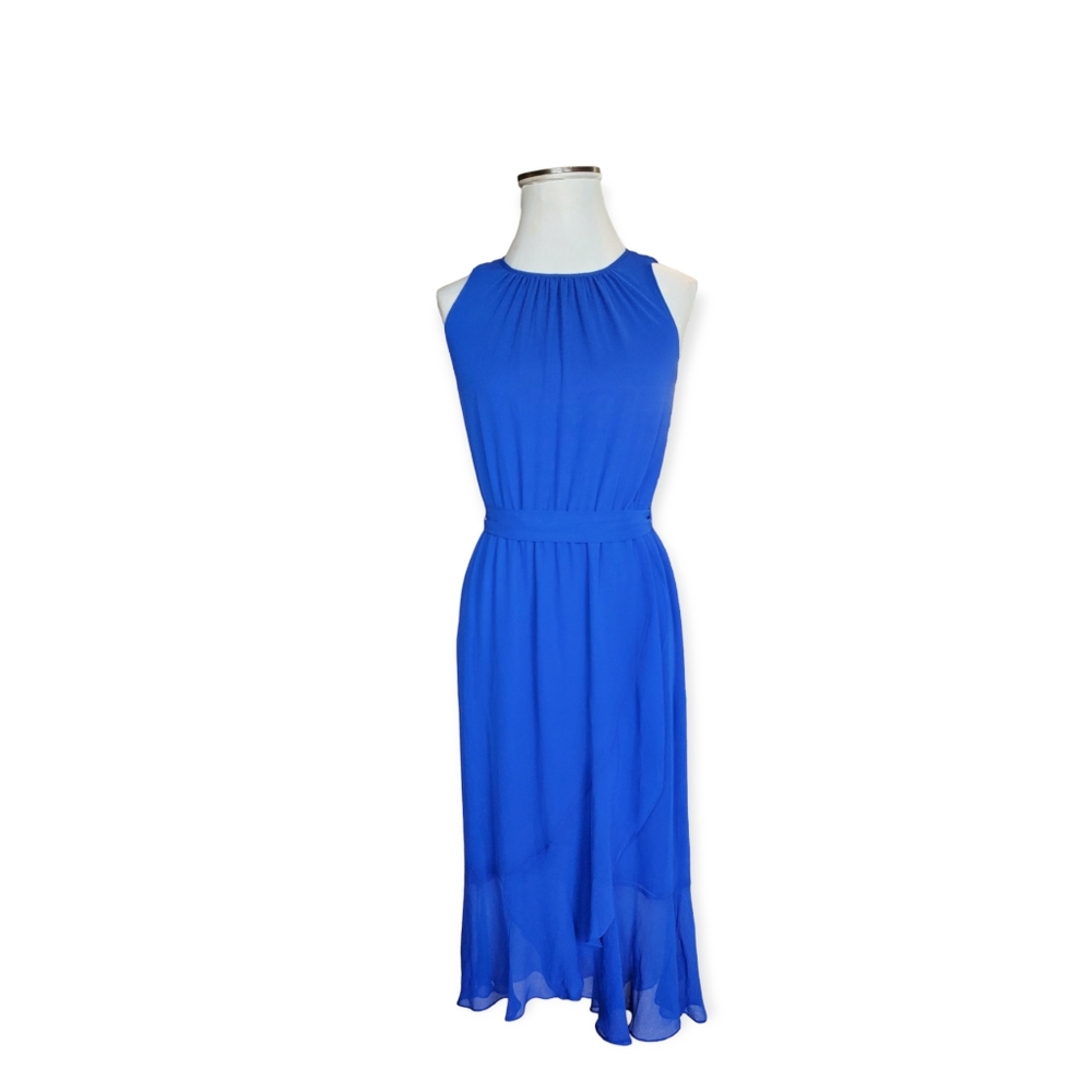 Vince Camuto Chiffon Blue High Low Midi Dress Size 0 NWT